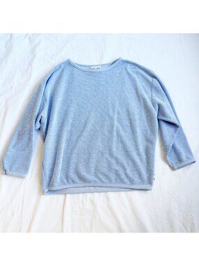 NY & Co Womens Blue Textured Knit 3/4 Sleeve Pullover Sweater Small